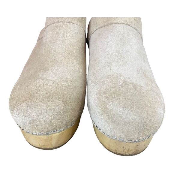 Free People Highland Park Clog Mule Gray Suede Wooden Heel - Picture 6 of 16